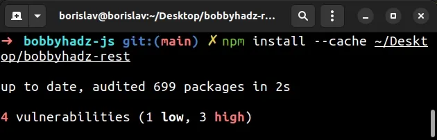 npm install set cache path