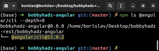 check locally installed angular cli version no dependencies