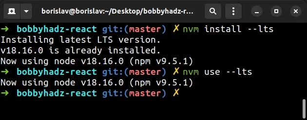 install and use lts node version