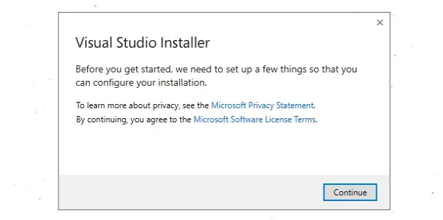 start visual studio intaller