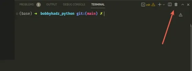 restart vscode terminal