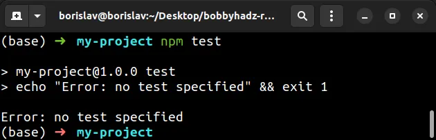 issue npm test command