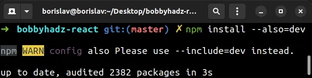 npm install also dev