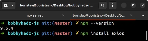 run npm commands in bash or zsh