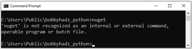 nuget is not recognized as internal or external command