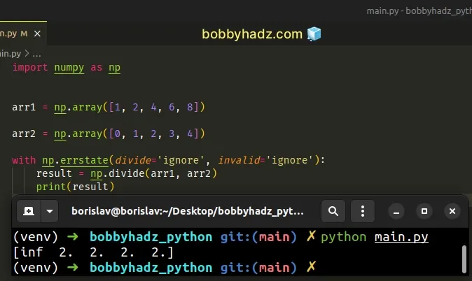 use with statement with numpy errstate