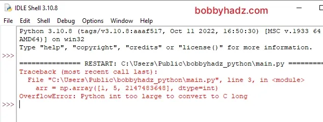 overflowerror python int too large to convert to c long