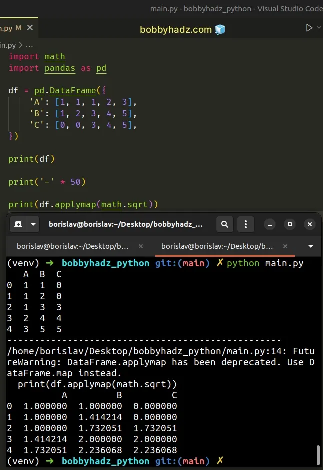 pandas apply function to each cell of dataframe