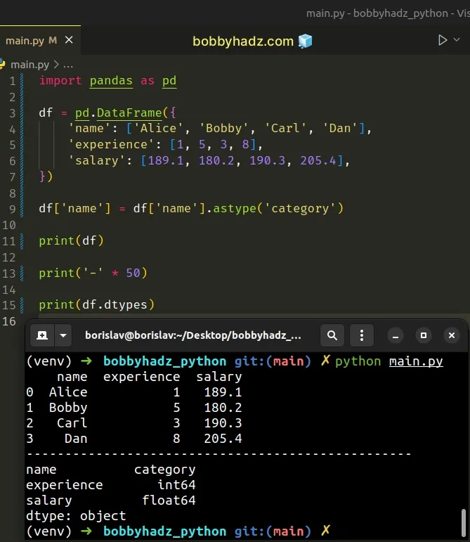 Pandas Changing The Column Type To Categorical Bobbyhadz