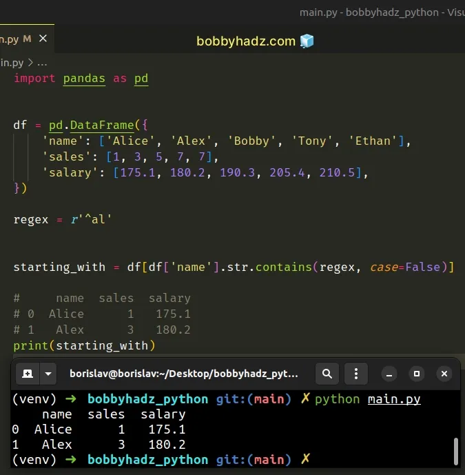 filter dataframe rows by regex case insensitive