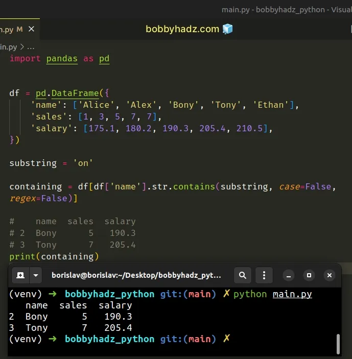 select rows containing substring without regex