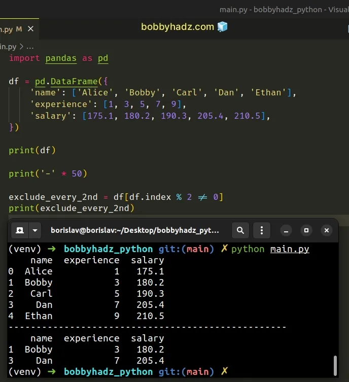 exclude every nth row from pandas dataframe