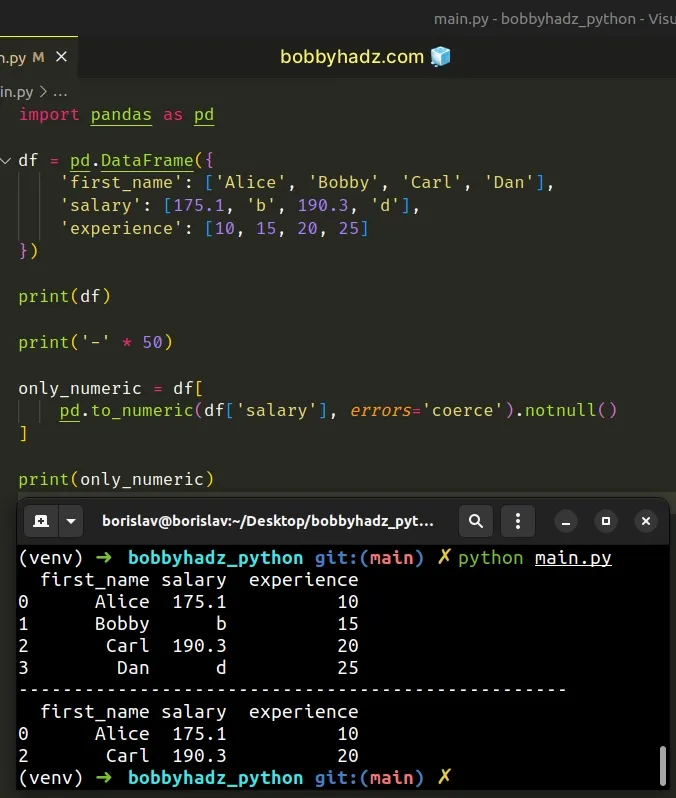 Pandas Remove Non numeric Rows In A DataFrame Column Bobbyhadz