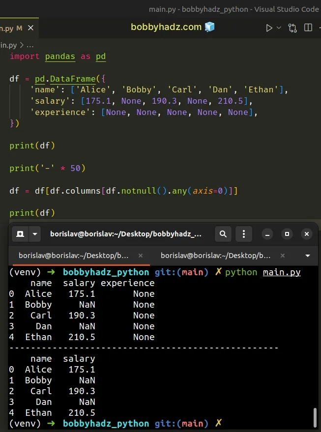 filtering columns first before using bracket notation