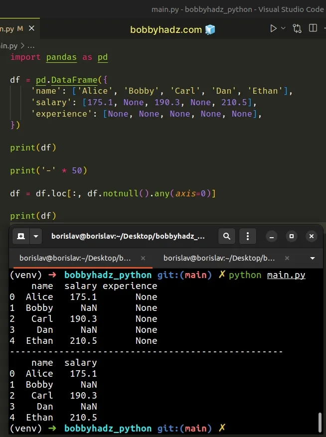 use dataframe loc indexer when filtering by columns