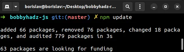 npm update and install missing