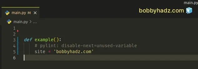 disable no unused variables pylint warning for single line