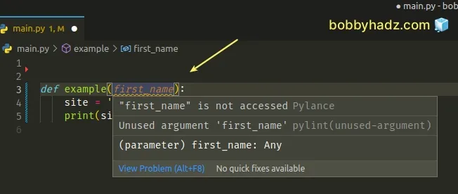 unused argument pylint