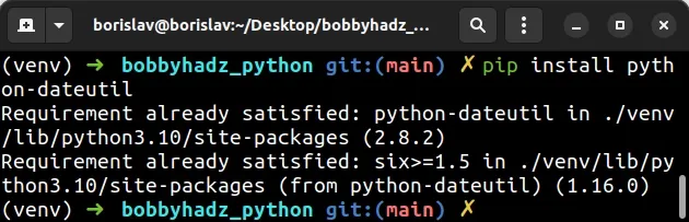 install python dateutil
