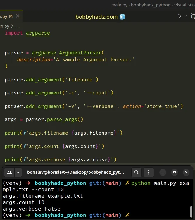 remove sys argv argument