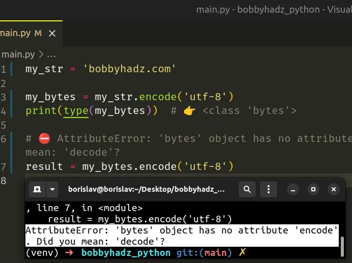 bytes object has no attribute encode