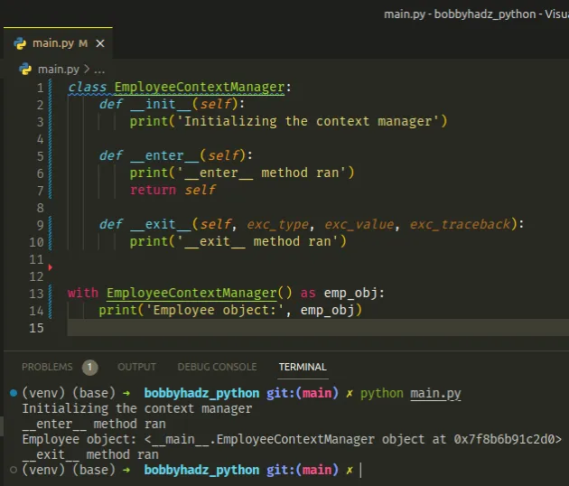 defining enter and exit methods