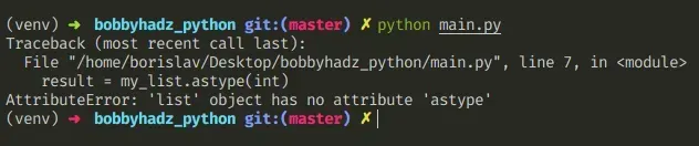 attributeerror list object has no attribute astype