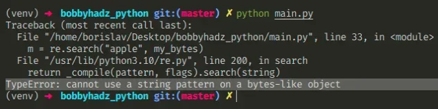 typeerror cannot use a string pattern on a bytes like object