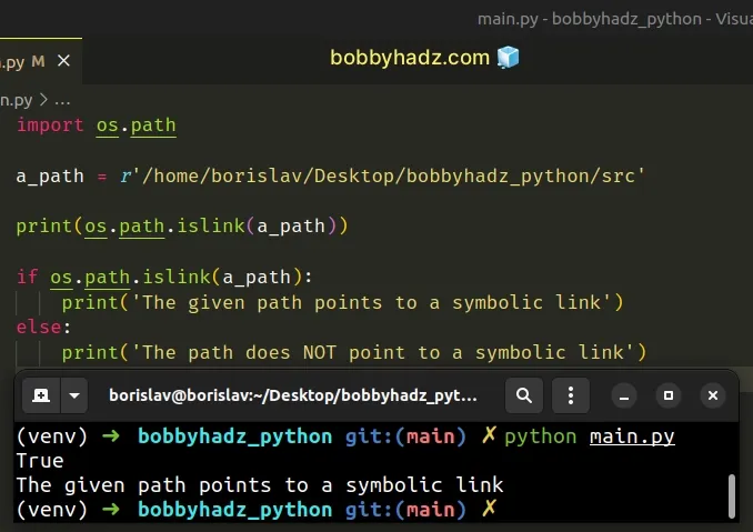check if file or directory path is symlink using os path