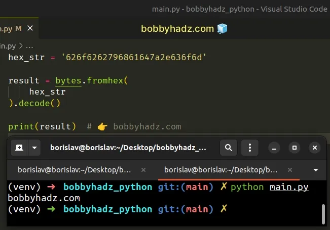 convert hex to ascii with bytes fromhex