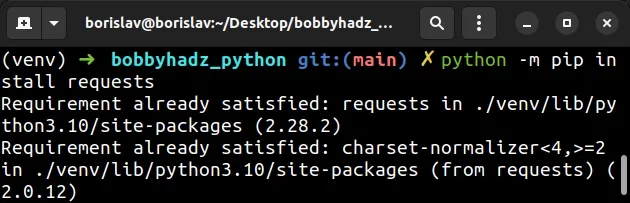 using python m pip install