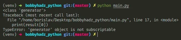 typeerror generator object is not subscriptable