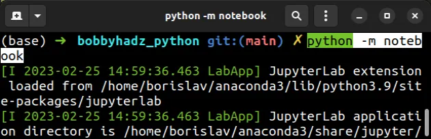 using python m notebook command