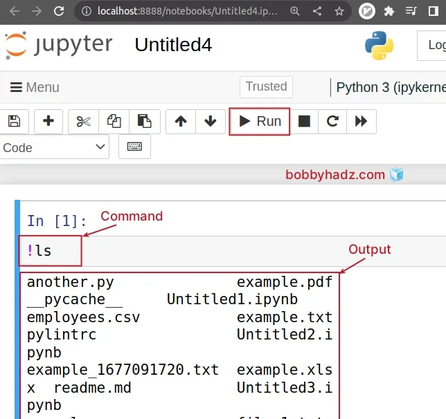 issue ls command in jupyter