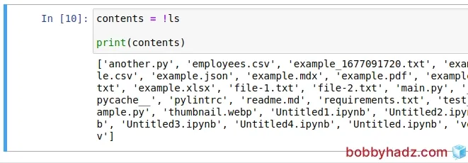 store output of ls command into variable