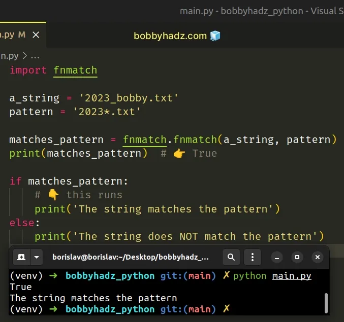 check if string matches pattern using wildcard