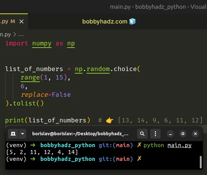 Generate N unique Random numbers within a Range in Python | bobbyhadz