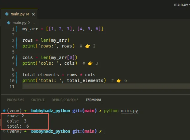 Length Matrix Python