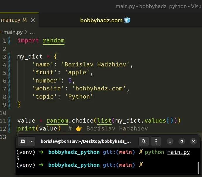 get random value from dictionary in python