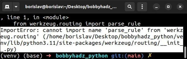 importerror cannot import name parse rule from werkzeug routing