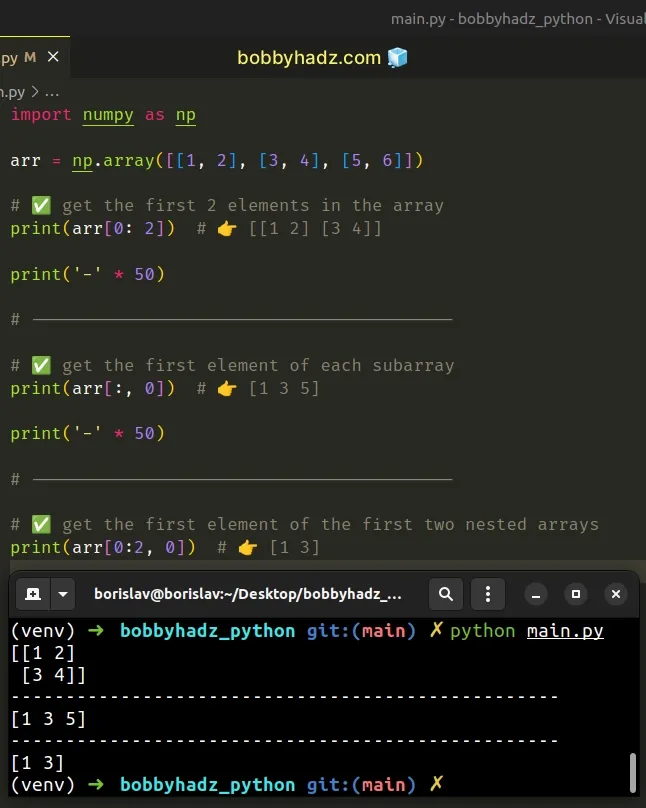 using slices or integer arrays to index a numpy array