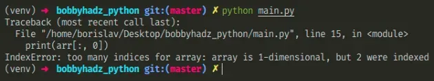 indexerror too many indices for array