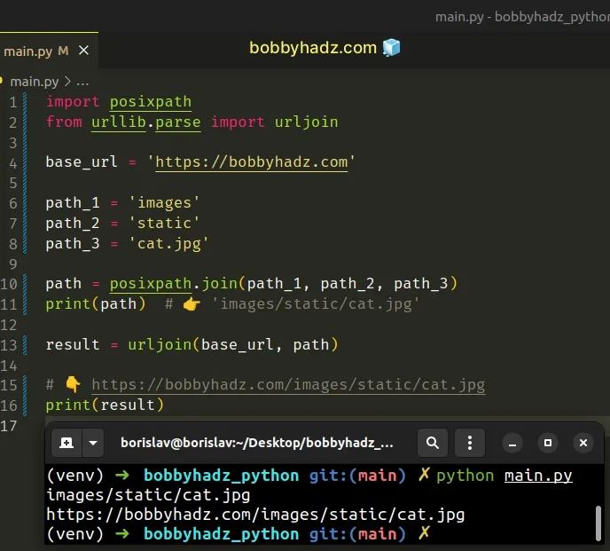 using posixpath to join path components