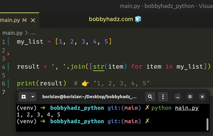 Join A List Of Integers Into A String In Python Bobbyhadz