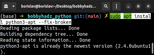 install python3 apt fix broken