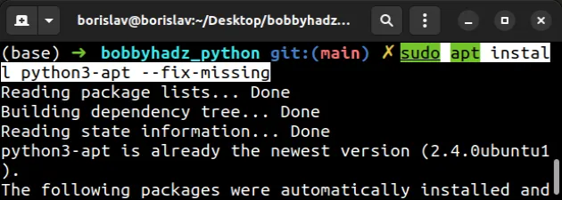 install python3 apt fix missing