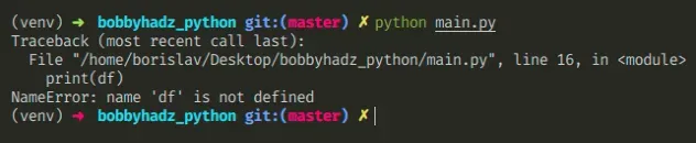 Nameerror: Name 'Df' Or 'Pd' Is Not Defined In Python | Bobbyhadz