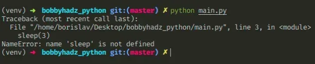 nameerror name sleep is not defined
