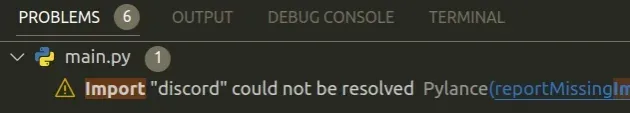 import discord could not be resolved from source