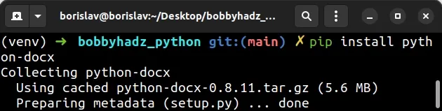 install python docx module